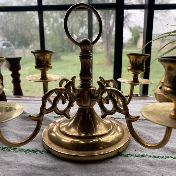 VTG Baldwin Solid Brass Forged in America Candelabra! Holds 4 Candlesticks! - Picture 3 of 10